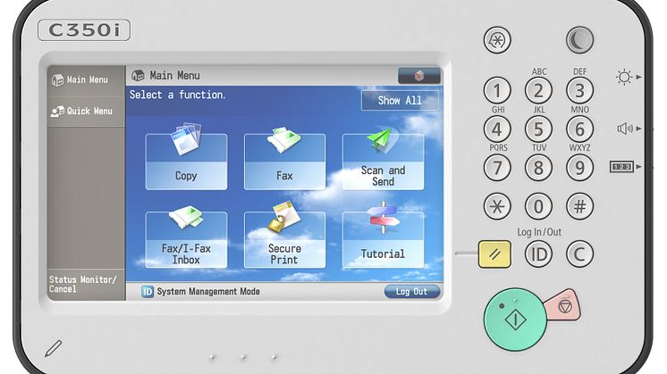 Canon iR-ADV C350i panel