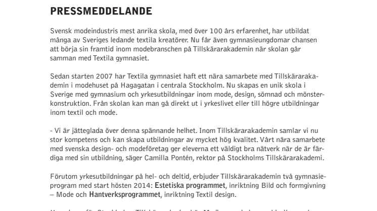 Stockholms Tillskärarakademi får gymnasium!