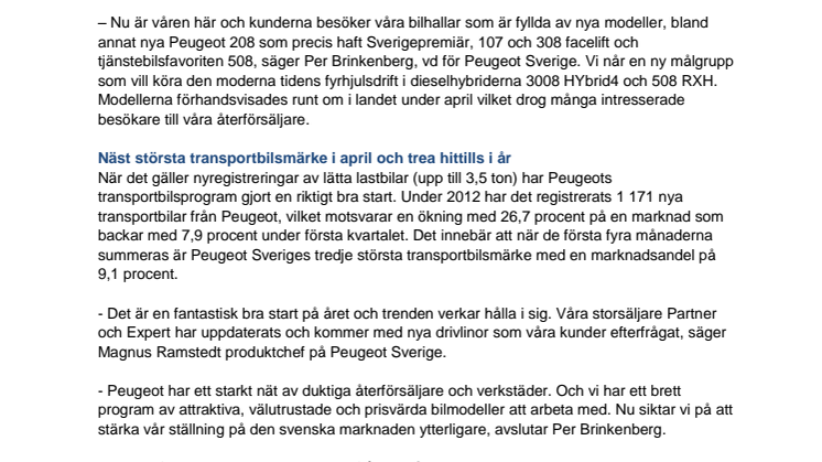 Peugeot försäljningskurvor pekar uppåt