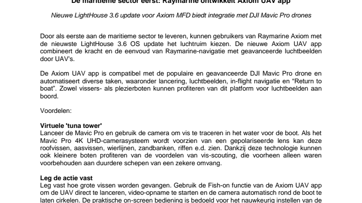 Raymarine: De maritieme sector eerst: Raymarine ontwikkelt Axiom UAV app