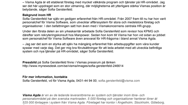 Sofia Gerstenfeld ny vd för Visma Agda