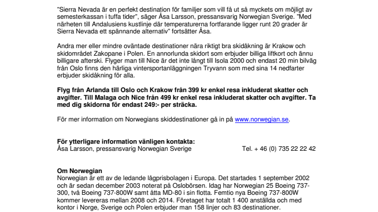Upptäck nya pister med Norwegian
