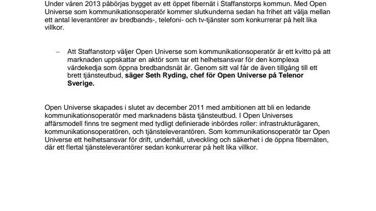 Staffanstorp väljer Open Universe 