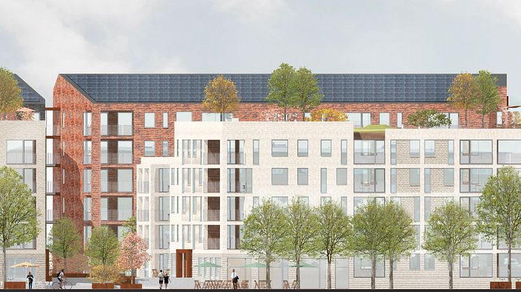 Föreningstorget. Vinnande förslaget av markanvisningstävlingen 2019: Bild 5Fasad mot söder