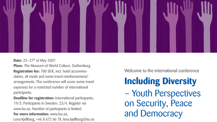 Inbjudan till Including Diversity - Youth Perspectives on Security, Peace and Democracy