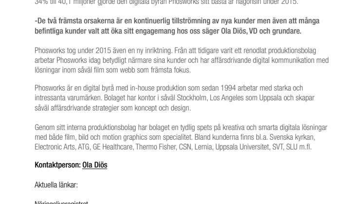 Kraftigt förbättrat resultat för Phosworks Digital Ideas