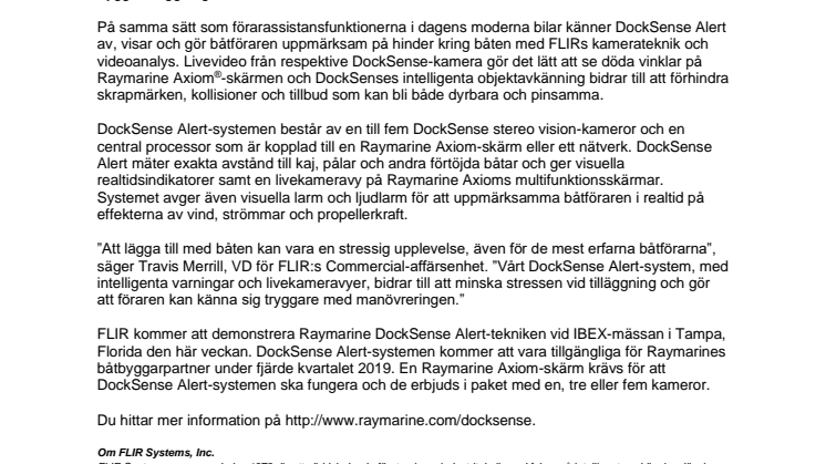 FLIR lanserar Raymarine DockSense Alert 