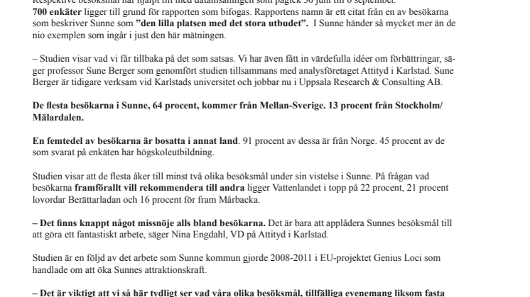 Nio olika besökmål genererar 200 miljoner kronor till Sunne
