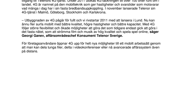 Telenor lanserar 4G i Lund