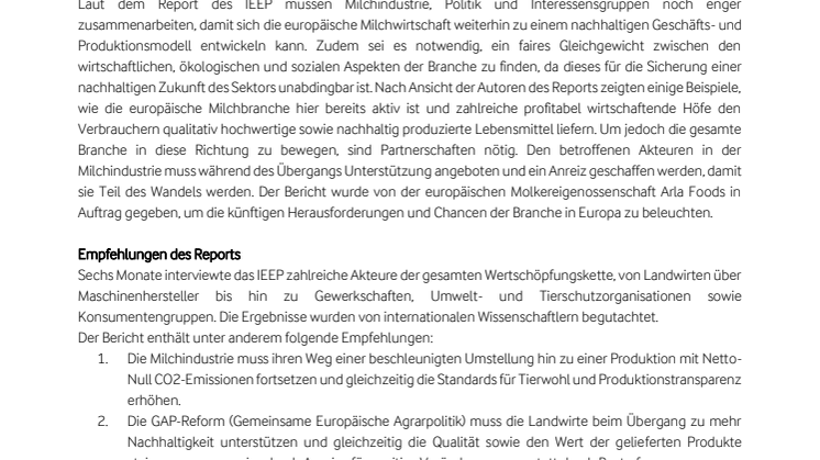 Markt-Report: Zusammenarbeit und konkrete Maßnahmen für eine nachhaltige Zukunft der europäischen Milchwirtschaft 