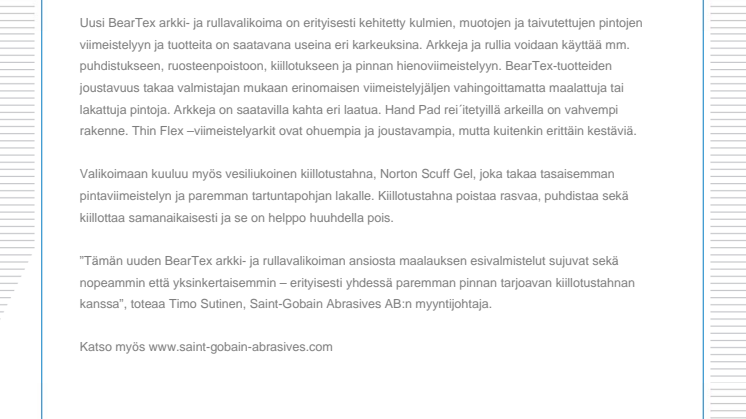 Uusia kiillotustuotteita maalatuille ja lakatuille pinnoille