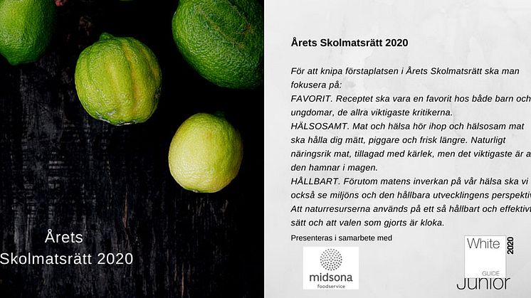Midsona Foodservice och White Guide Junior - Årets Skolmatsrätt