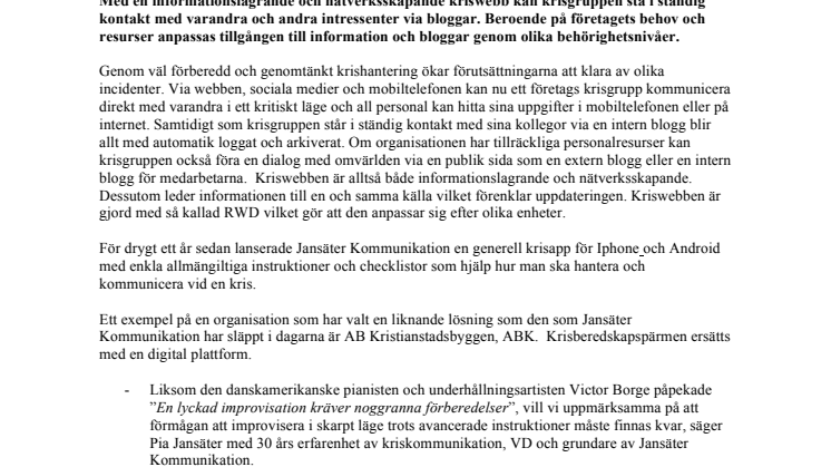 Kriskommunikation på webben, i mobilen och de sociala medierna