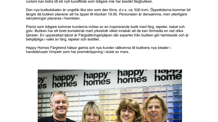 Happy Homes Färgtrend flyttar till handelshuset Vimpeln