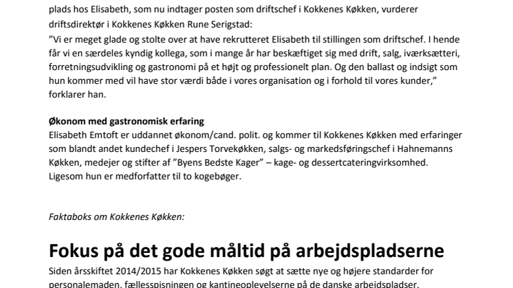 Kokkenes Køkken styrkes med erfaren driftschef