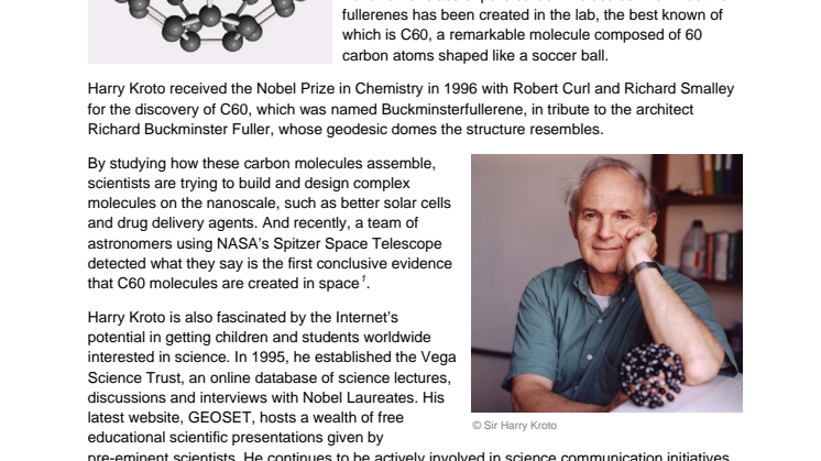 Fact Sheet on Harry Kroto, Nobel Prize in Chemistry 1996