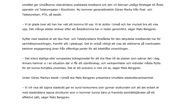 Post- och Telestyrelsens generaldirektör till UmeNet