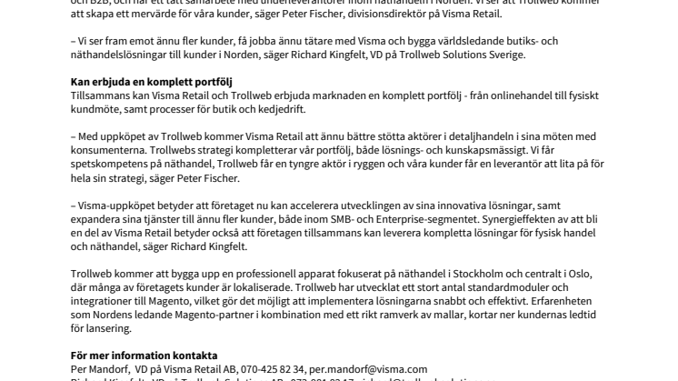 Visma köper Trollweb och stärker satsningen på lösningar för näthandel