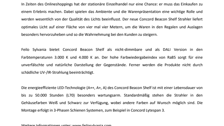 CONCORD BEACON SHELF – BELEUCHTUNG AUF DEN PUNKT GEBRACHT