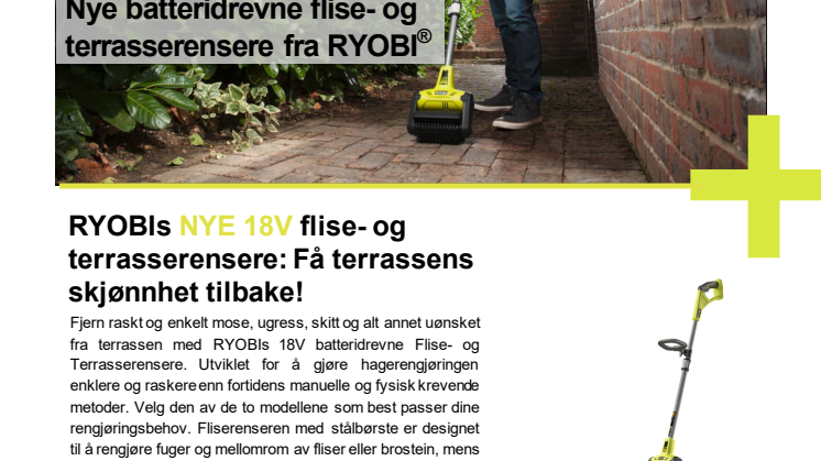 To nye batteridrevne flise- og terrasserensere fra RYOBI