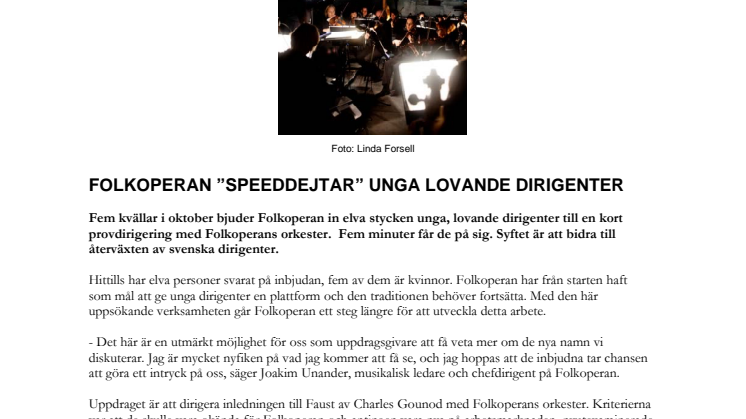 Folkoperan "speeddejtar" unga lovande dirigenter