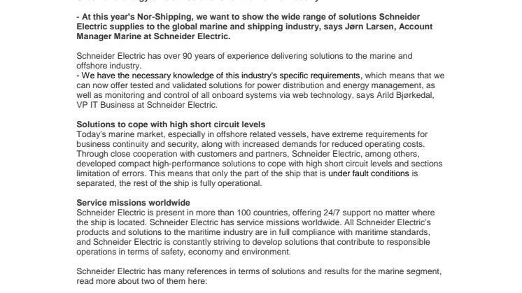 Green and energy efficient solutions for the marine industry