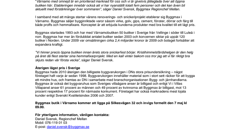 Byggmax öppnar butik i Värnamo