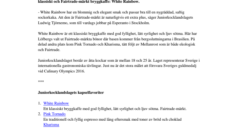 Fairtrade-märkt kapsel unga stjärnkockars favorit