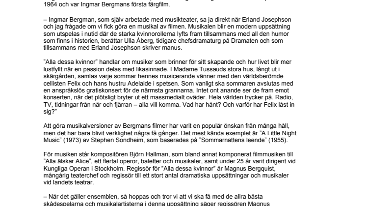 Bergmanfilm blir musikal