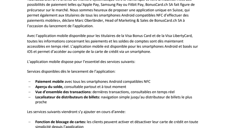 BonusCard.ch SA est le premier émetteur de cartes suisse à permettre le paiement mobile sur tous les appareils 