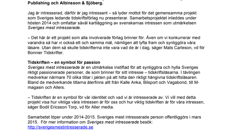 Unikt samarbete hyllar tidskriftsläsarna