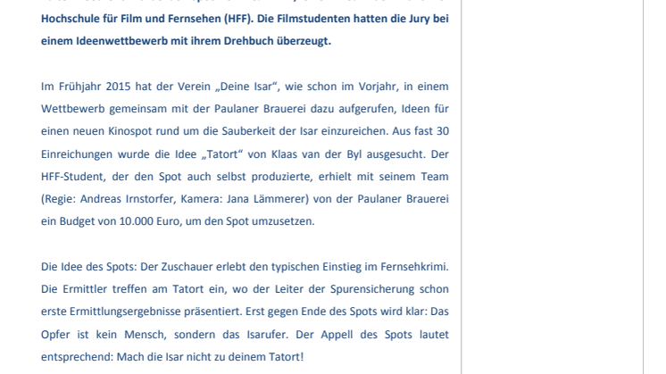 HFF-Studenten drehen neuen Kinospot für „Deine Isar“