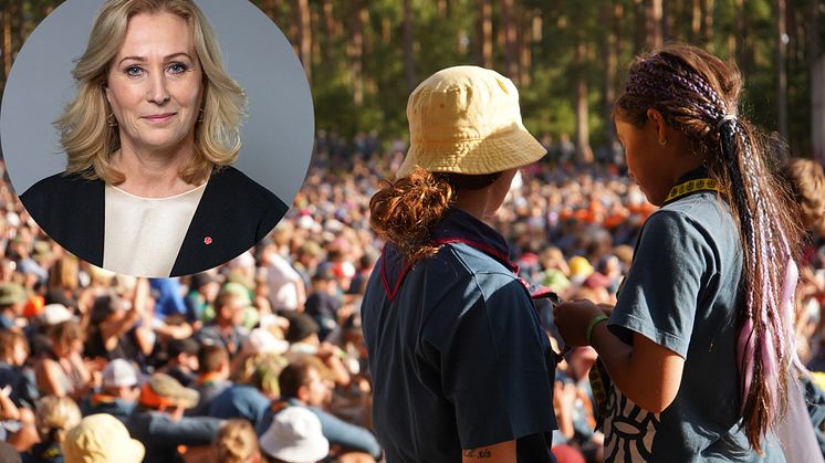 Kulturministern Jeanette Gustafsdotter besöker scoutlägret Jamboree22. Foto: Kristian Pohl/Regeringskansliet och Jonas Westbom