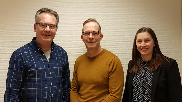 Structor Projektledning Dalarna växer. Mats Liss till vänster, Mikael Hansson (VD) i mitten och Ida Hamelius till höger.