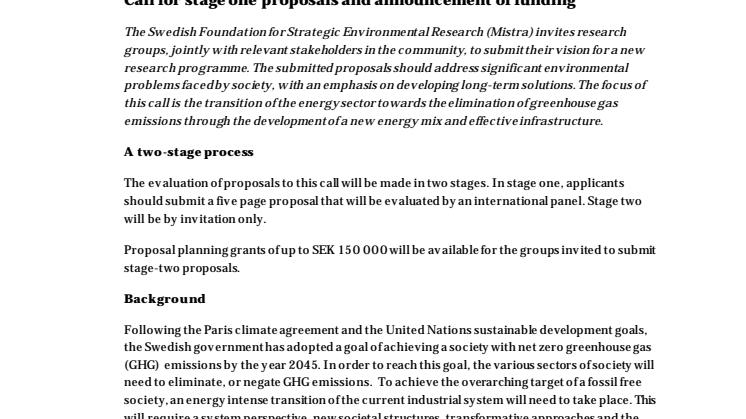 Call text Energy transitions 2020