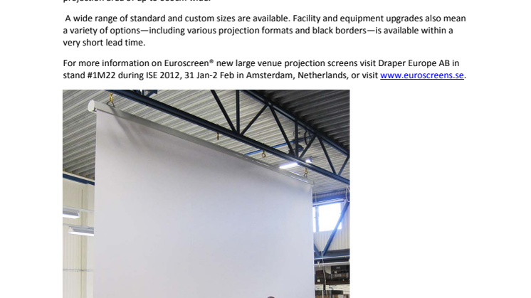 Large venue projection screens available from Halmstad