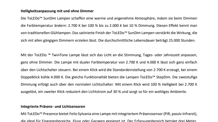 SO SMART – DIE LAMPEN VON FEILO SYLVANIA