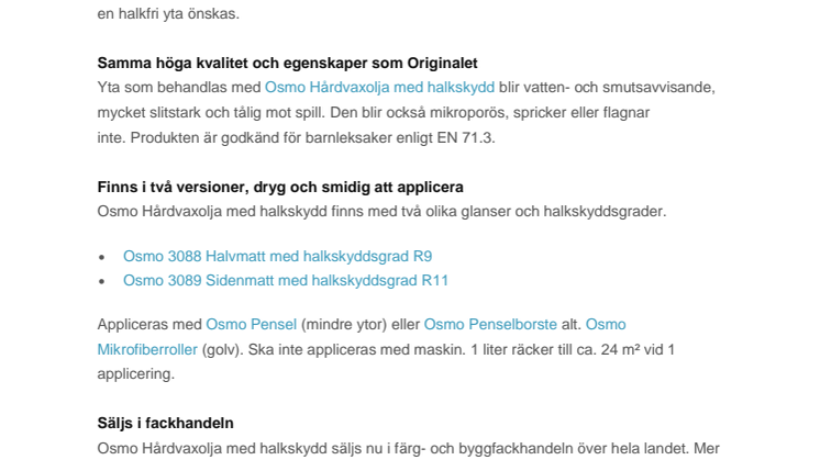 Osmo Hårdvaxolja nu med halkskydd!
