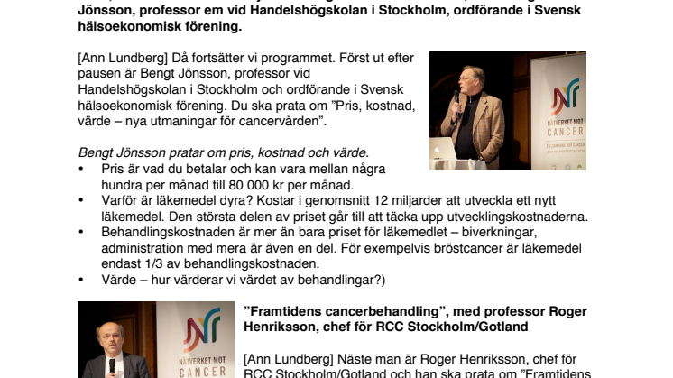 Sammanfattning av Världscancerdagen 4 februari 2013 - del 2