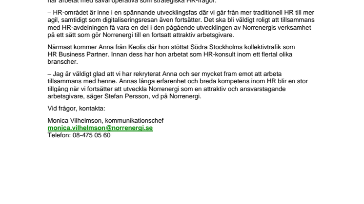 Ny HR-chef på Norrenergi