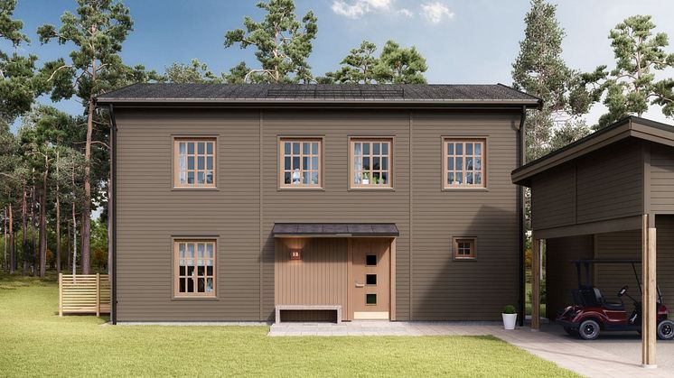 Kv Hällmarken - 3D-bild av framsidan av Villa Bofink