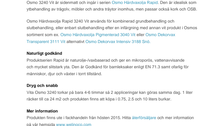 Vit snabb hårdvaxolja från Osmo