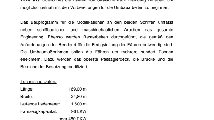 Erste von zwei Scandlines-Fähren bei Blohm+Voss eingetroffen