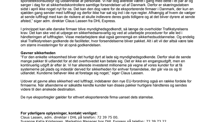 Nu skal Trafikstyrelsen godkende eksporterende virksomheder