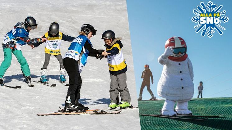 Alla på snö kommer till Hammarbybacken där barn och ungdomar får testa grässkidåkning. Foto; Ulf Palm och Skistar.