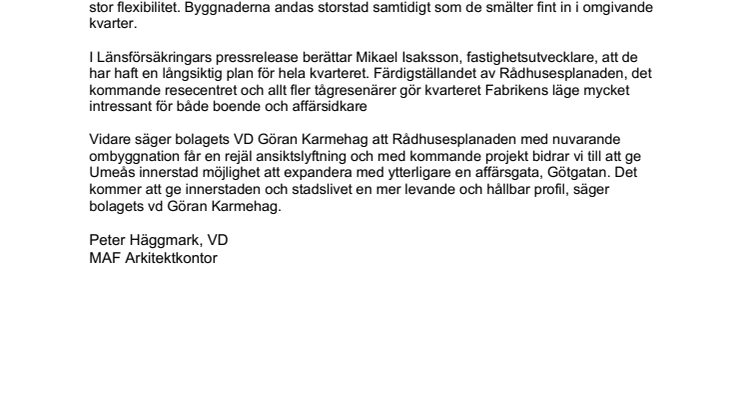 ​MAF Arkitektkontor vinner tävling om kvarteret Fabriken i centrala Umeå