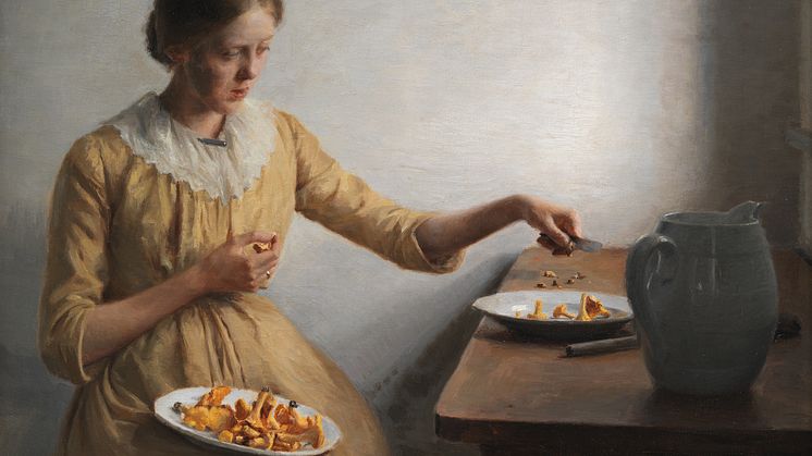 Peter Ilsted, En ung pige, der renser kantareller, 1892