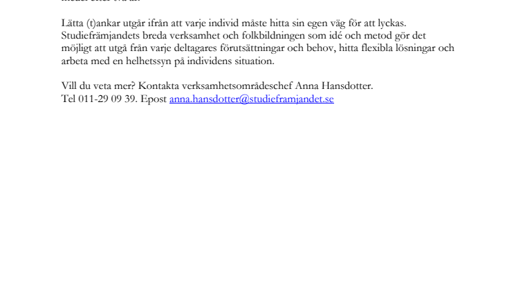 ”Lätta (t)ankar” – ett nytt ungdomsprojekt i Linköping