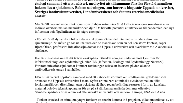 Nytt nätverk för forskning om infektionssjukdomar