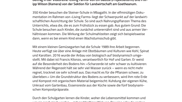«Sie wissen, wie wichtig der Boden ist»: ‹Living Farms›: Steiner-Schule in Kenia mit biodynamischer Landwirtschaft